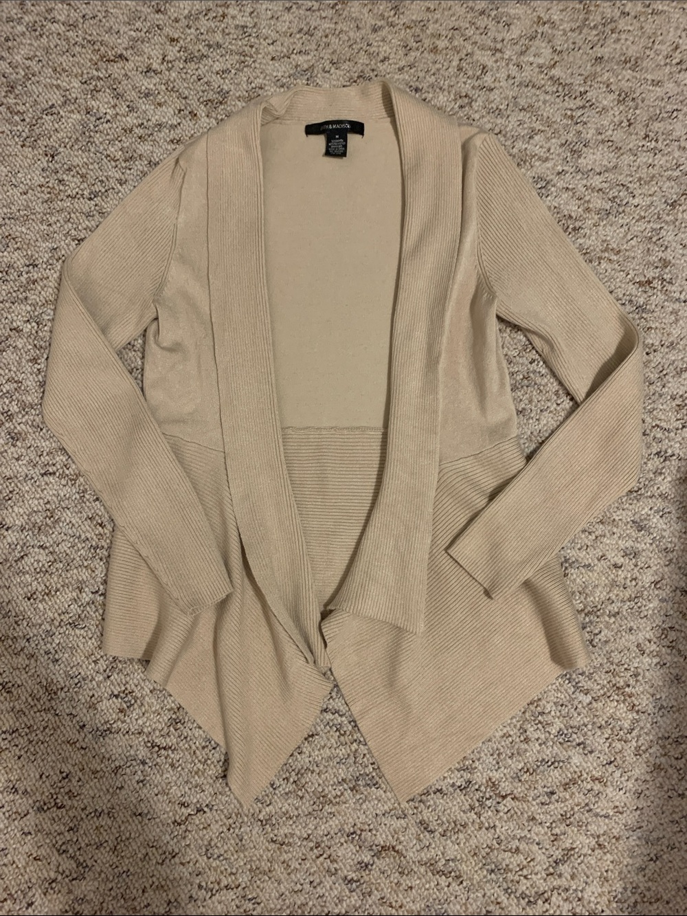 89th & Madison Beige Open-Front Draped Cardigan